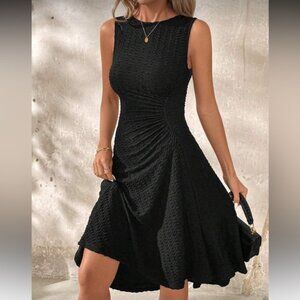 Luxe twist front sleeveless A-line dress